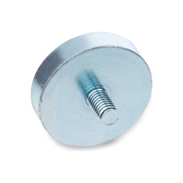J.W. Winco 50.3-ND-25-M6 Retaining Magnet Assembly Disc-Shaped w/ Threaded Stud - .98" Dia, Steel